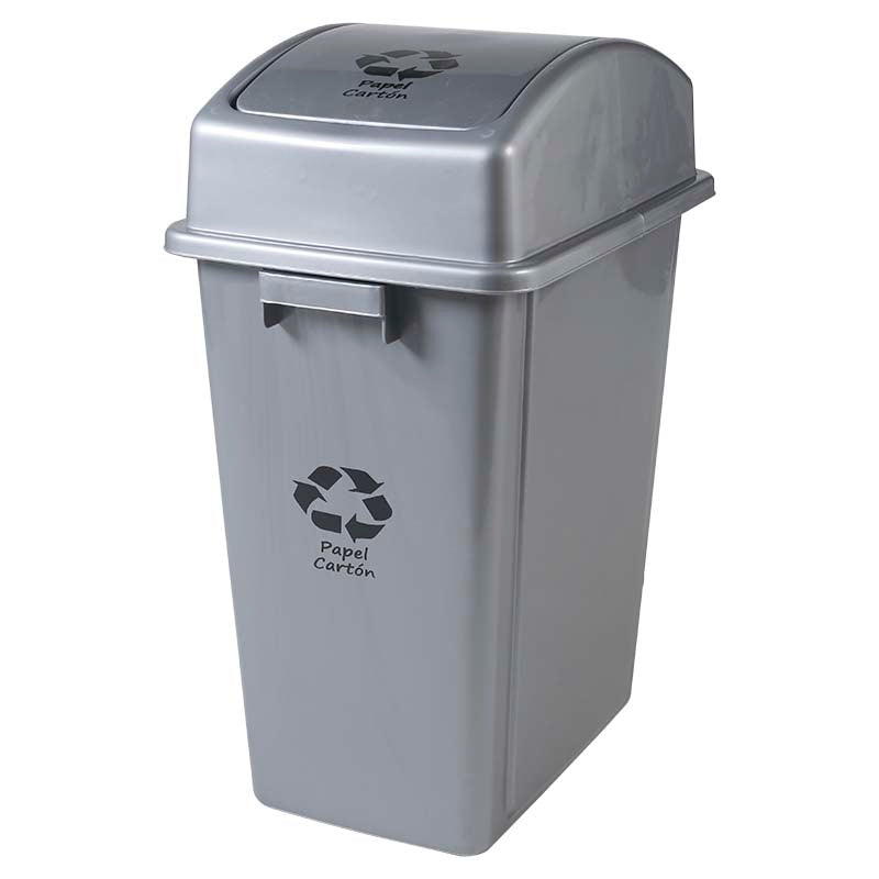 Basurero reciclaje papel y cartón con tapa vaivén 42 litros Uchosa