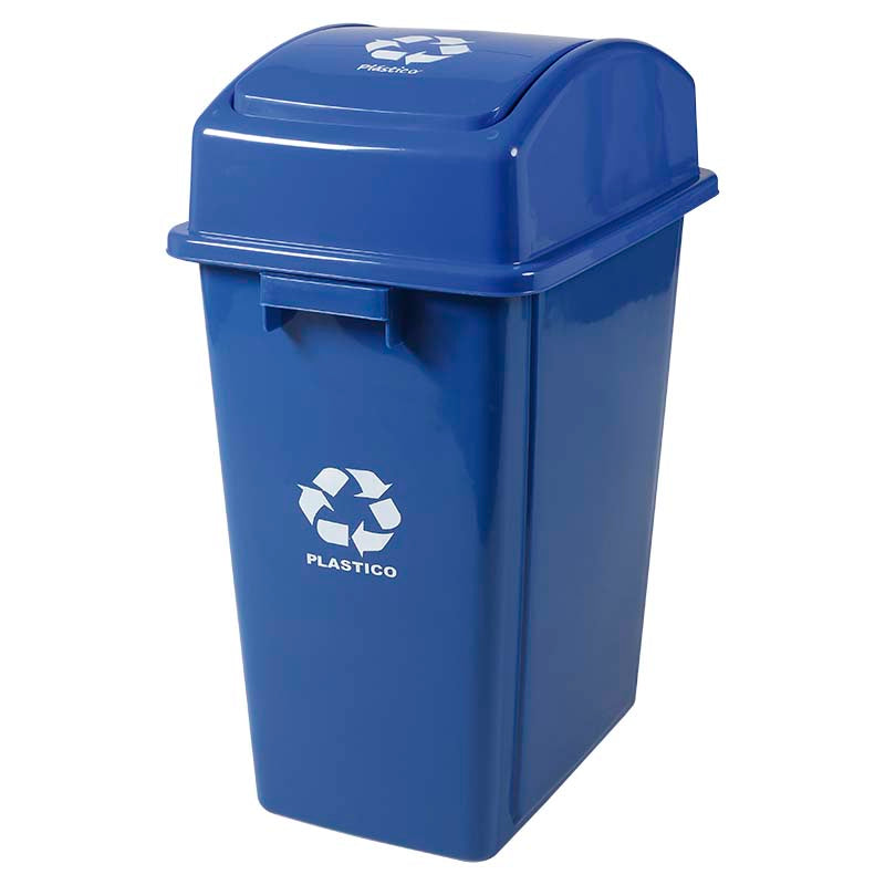 Basurero reciclaje para plástico con tapa vaivén 42 litros Uchosa