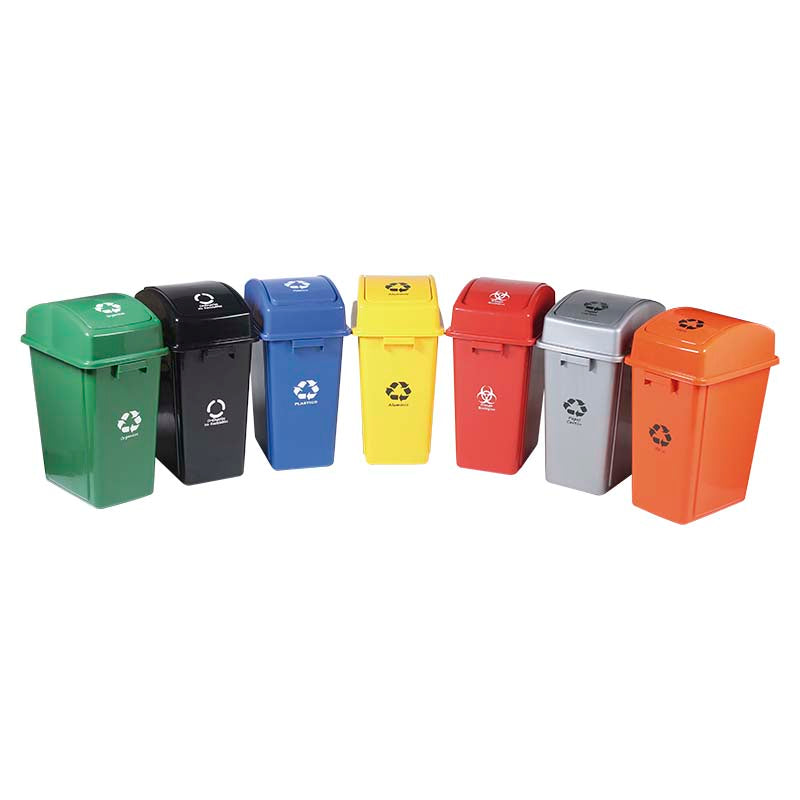 Basurero reciclaje para plástico con tapa vaivén 42 litros Uchosa