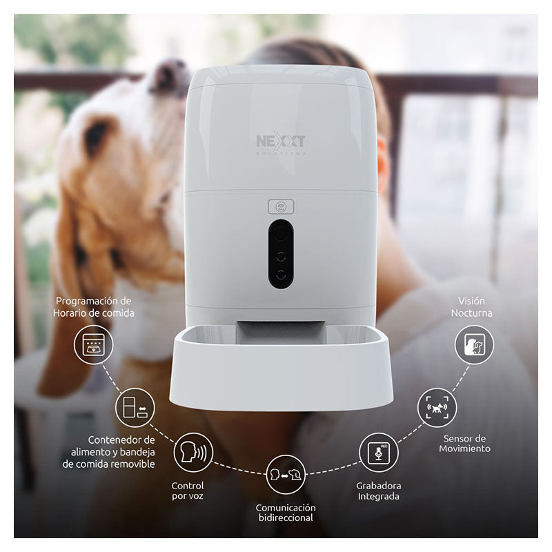 Dispensador Inteligente de alimento para mascotas Wi-Fi y cámara integrada Nexxt