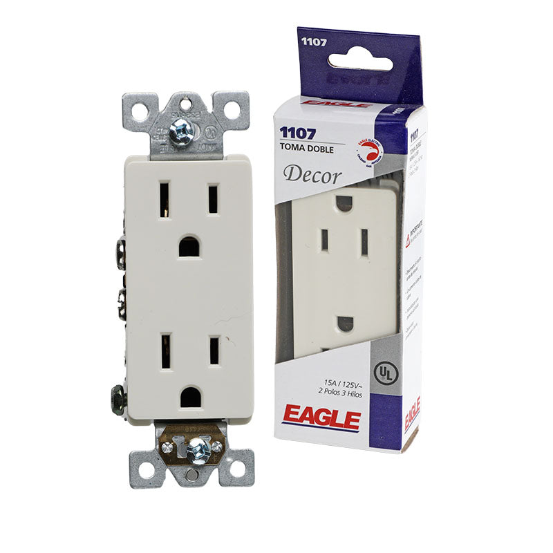 Tomacorriente doble decor almendra ul 15 a 125 v