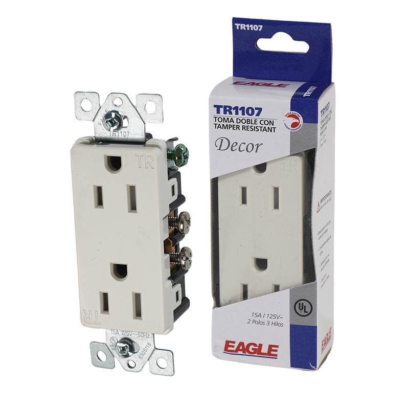 Tomacorriente doble decor almendra 15 a 125 v ul