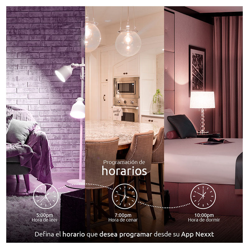 Bombillo inteligente LED RGB tecnología Matter Wi-Fi Nexxt Solutions