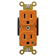 Toma doble naranja 15 A 125 V con tierra aislada