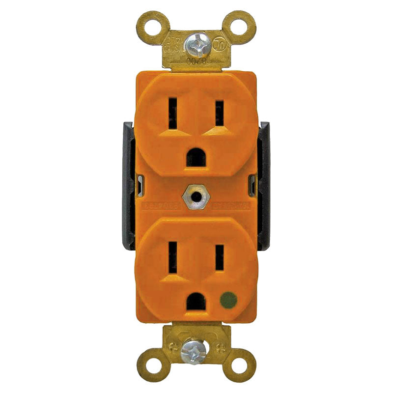 Toma doble naranja 15 A 125 V con tierra aislada