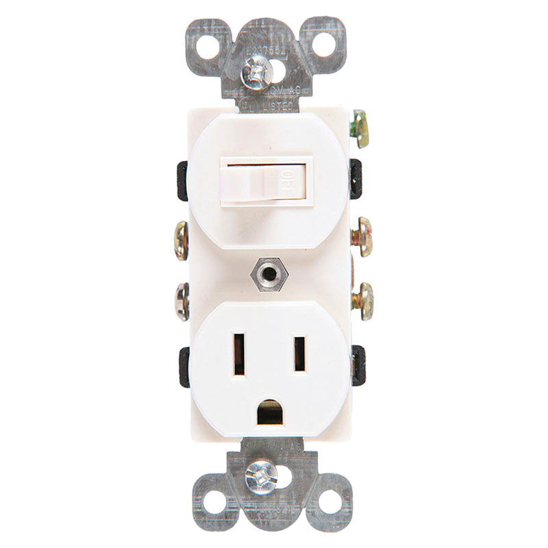 Interruptor y toma mixto blanco 15 A