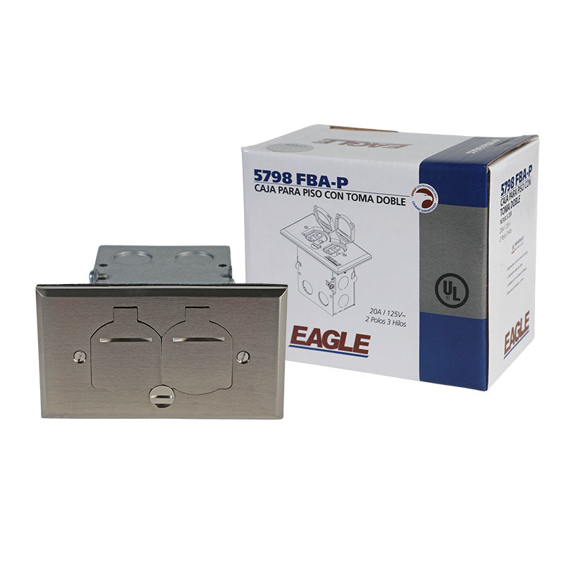 Caja de piso con tomacorriente doble decor 20 a ul