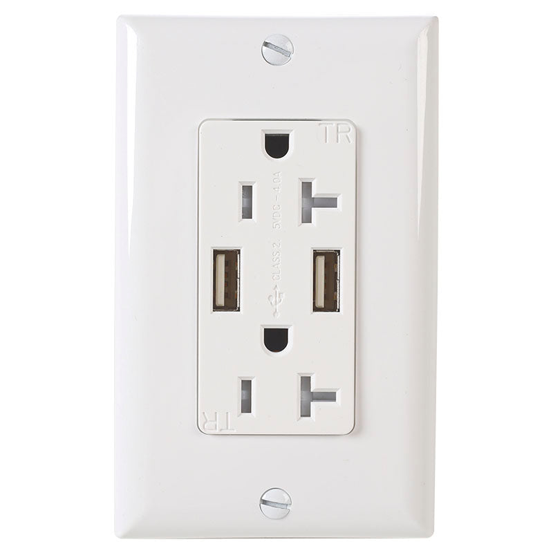 Tomacorriente TR USB blanco 20 A 120 V 5 VDC 4 A