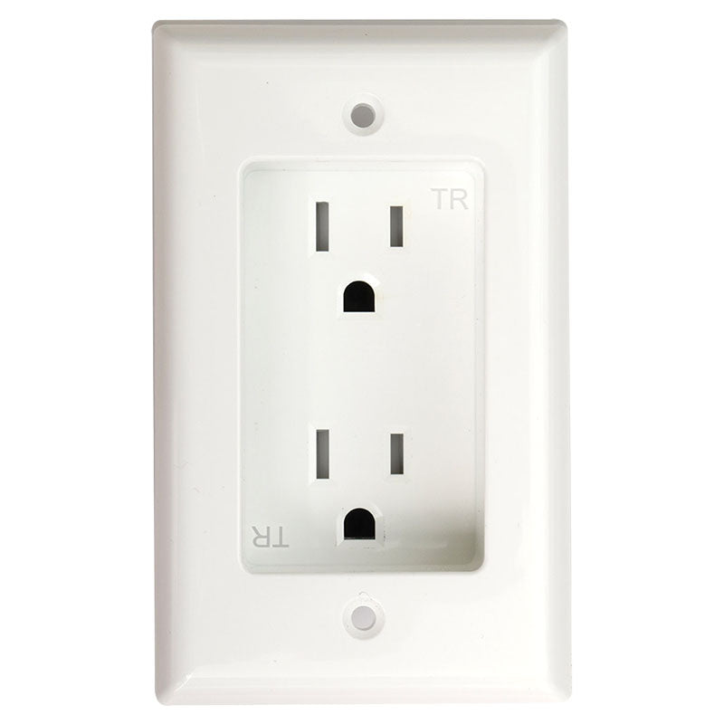 Duplex receptacle with decorative white plate 15A