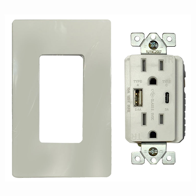 Decor armado toma doble con puerto USB / USB - C