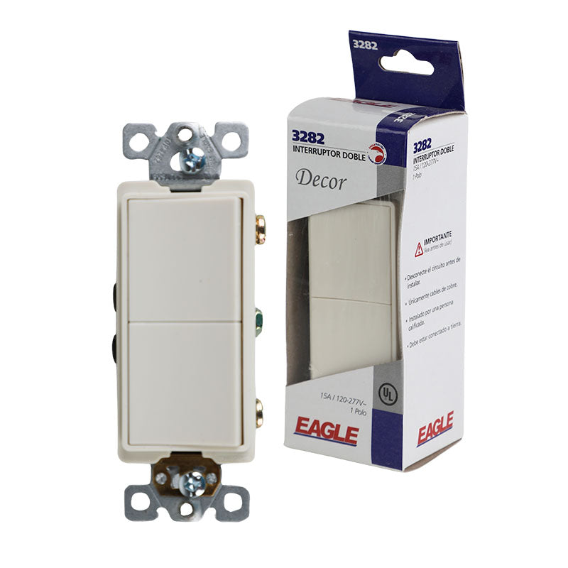 Módulo interruptor doble decor almendra 3 v ul 15 a 120 v