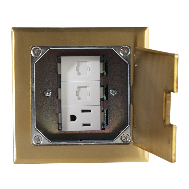 Decor floor box modules RJ11-RJ45 and polarized outlet