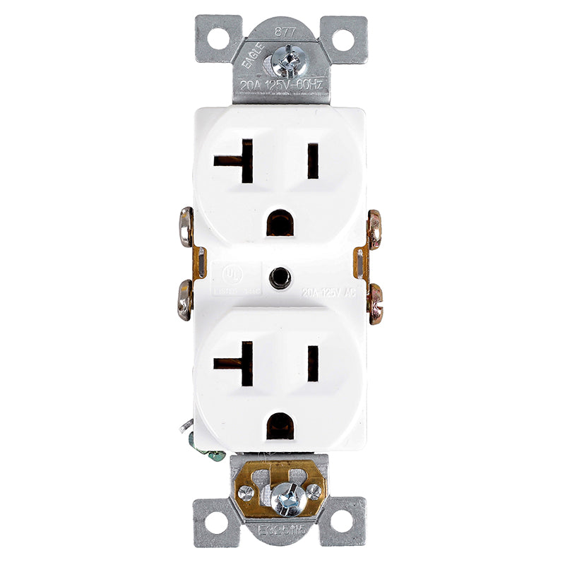 Toma doble 20 A 125 V blanco Eagle