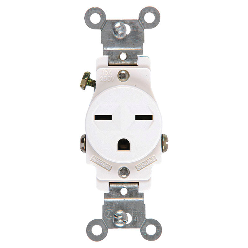 Toma sencillo blanco 15 A 250 V