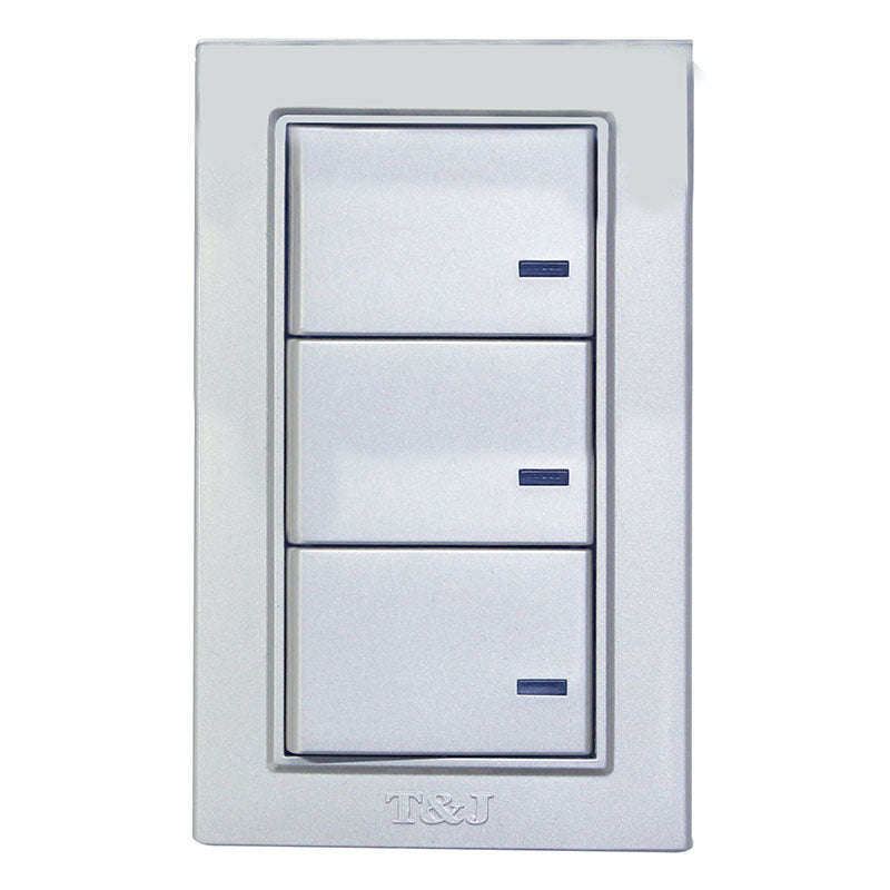 T&J deco interruptor triple 3 vías plata