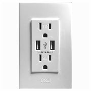 T&J armado toma doble con puerto USB blanco 15 A 120 V