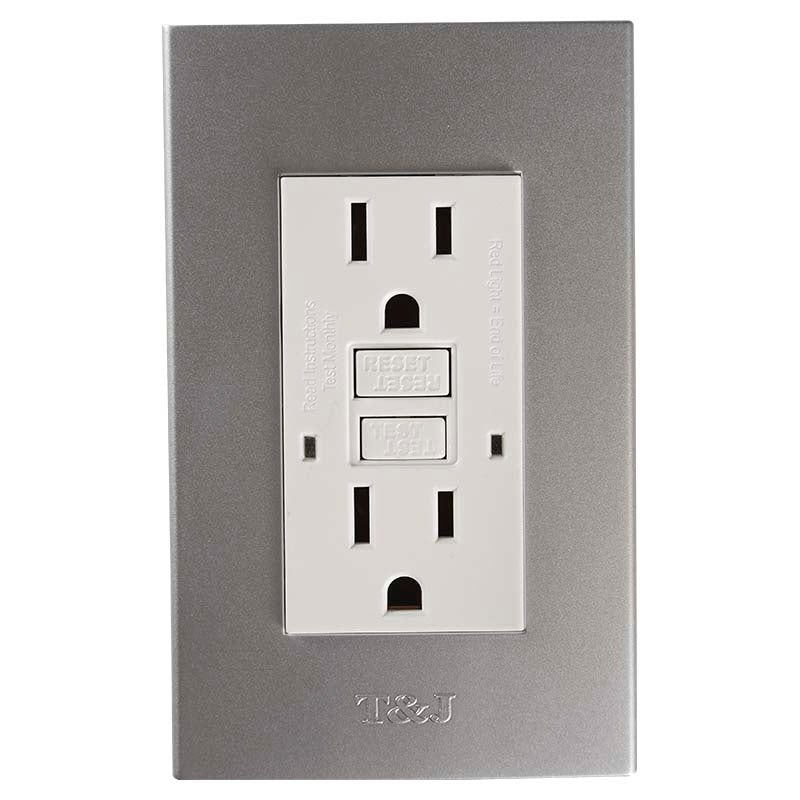T&J GFCI Receptacle, Silver
