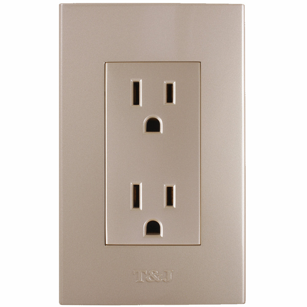 Toma doble TR 16 A 125 V champagne Eagle línea T&J