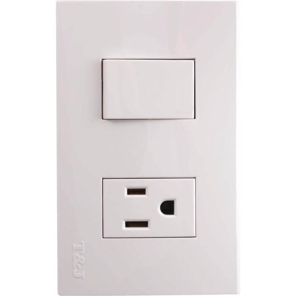 Interruptor y tomacorriente 16 A 125 V blanco Eagle línea T&J