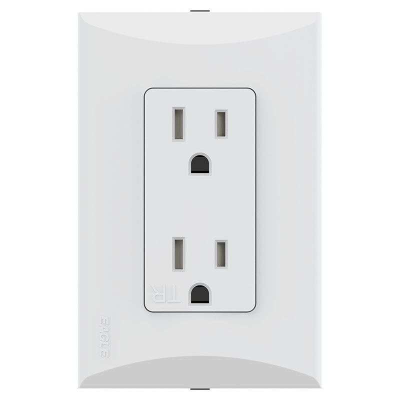 Toma doble TR 15 A 125 V blanco Eagle línea Plata
