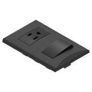 Placa interruptor y toma mixto negro línea Plata