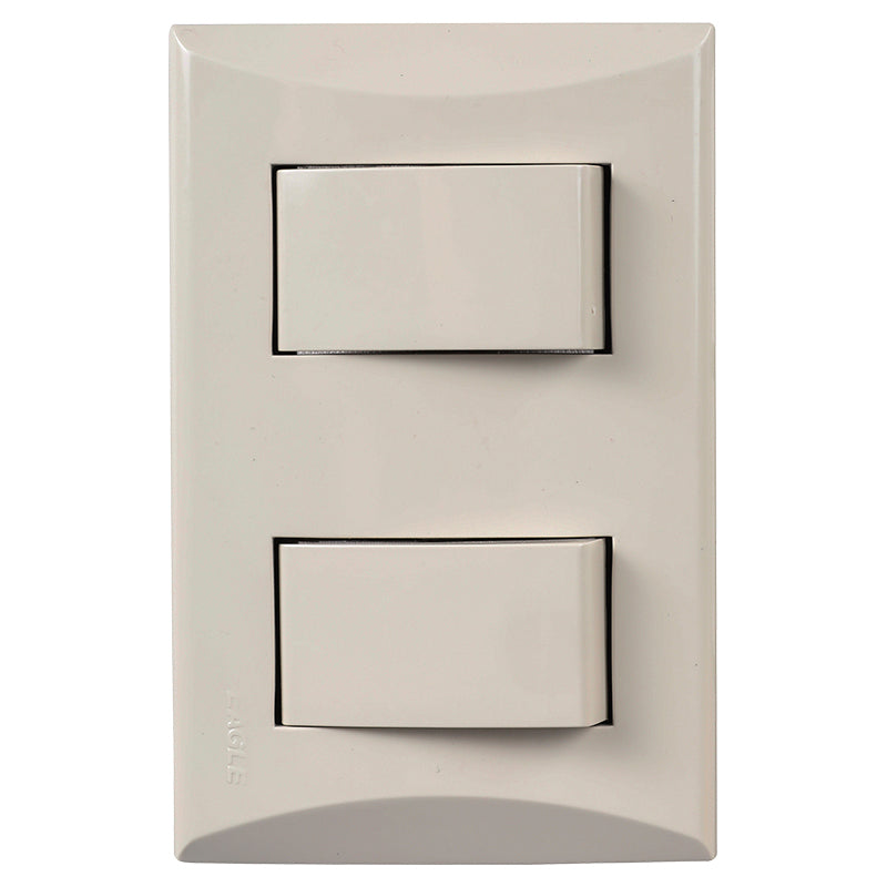 Interruptor doble 3 vías 15 A 125 V marfil Eagle línea Plata