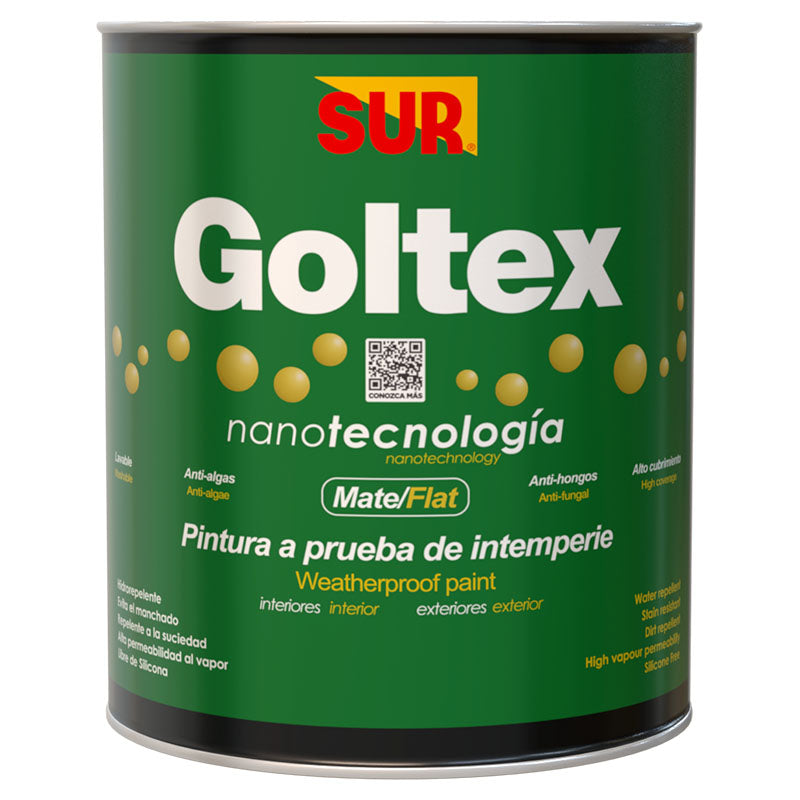 Pintura látex Goltex blanco mate 1/4 gal SUR