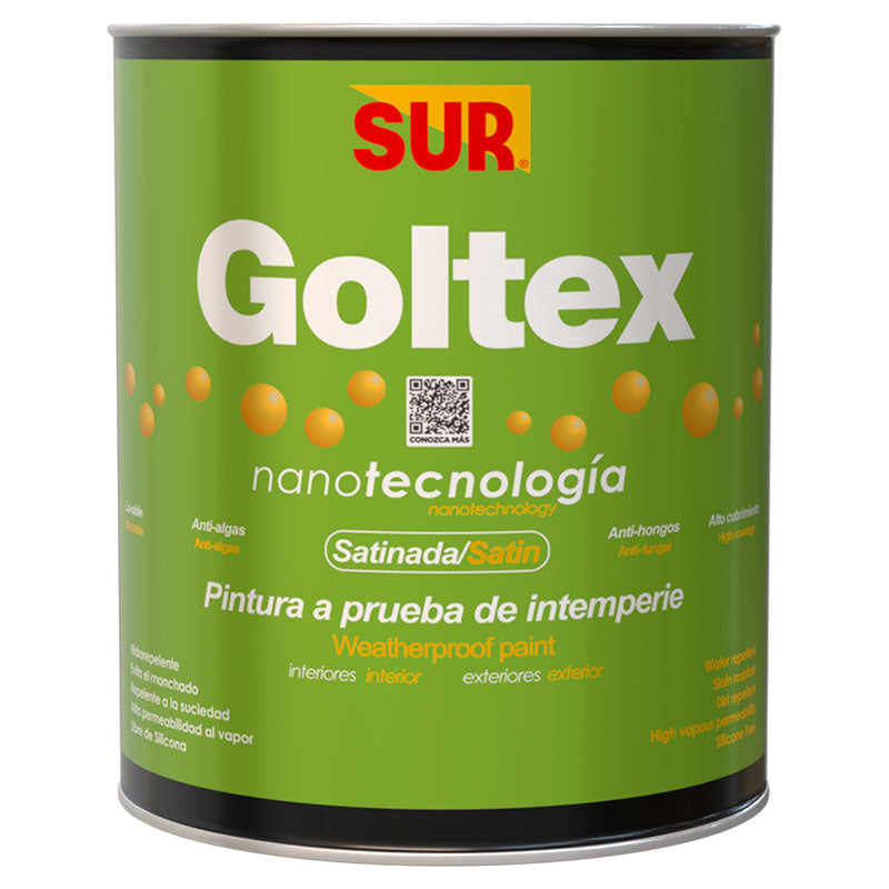 Pintura látex Goltex blanco satinado 1/4 gal SUR