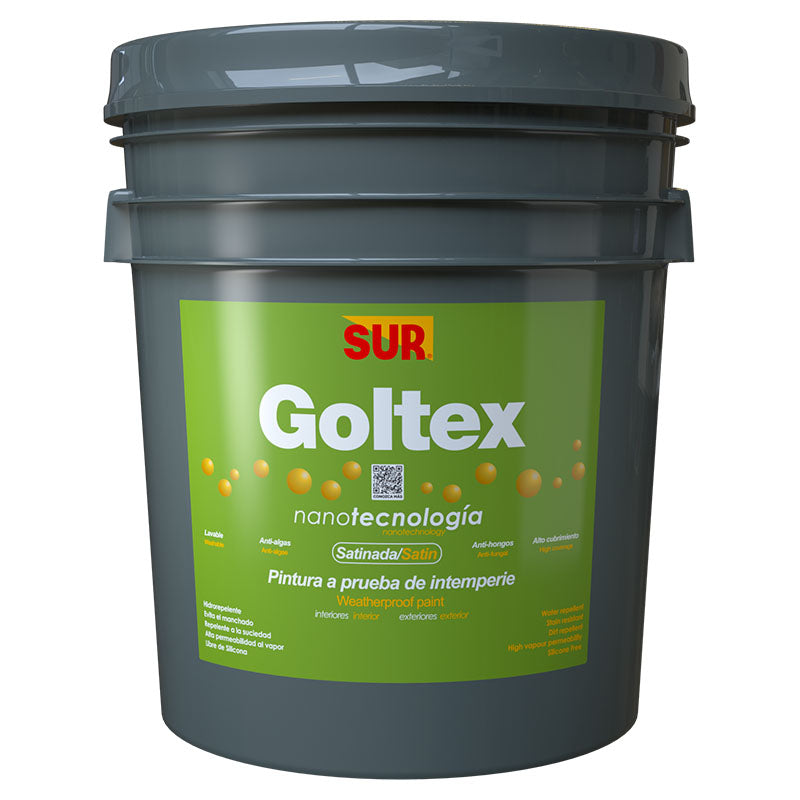 Goltex latex paint satin white 5 gal SUR