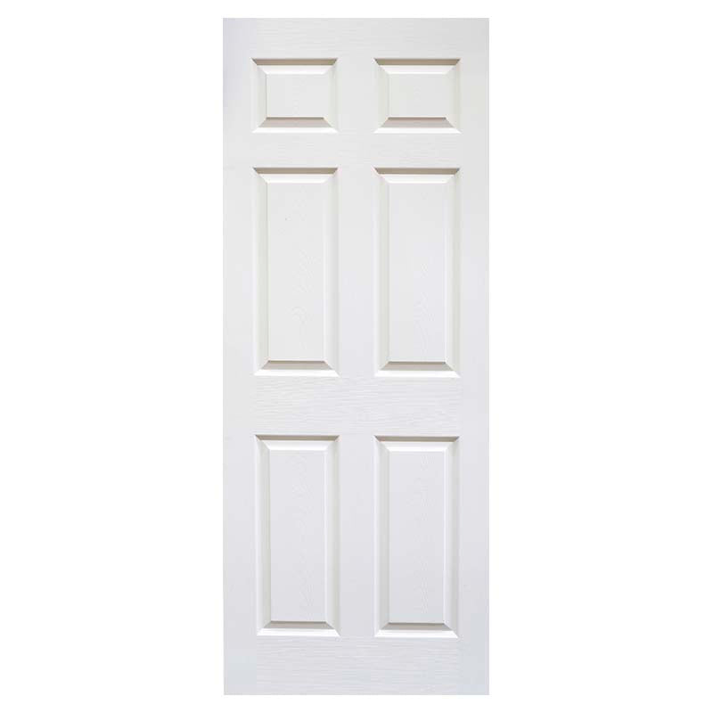 White 6-panel HDF skin hollow core door 210 x 60 cm 33 mm