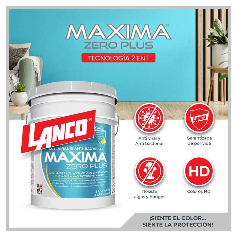 Pintura látex Máxima Zero Plus blanco mate 5 gal Lanco