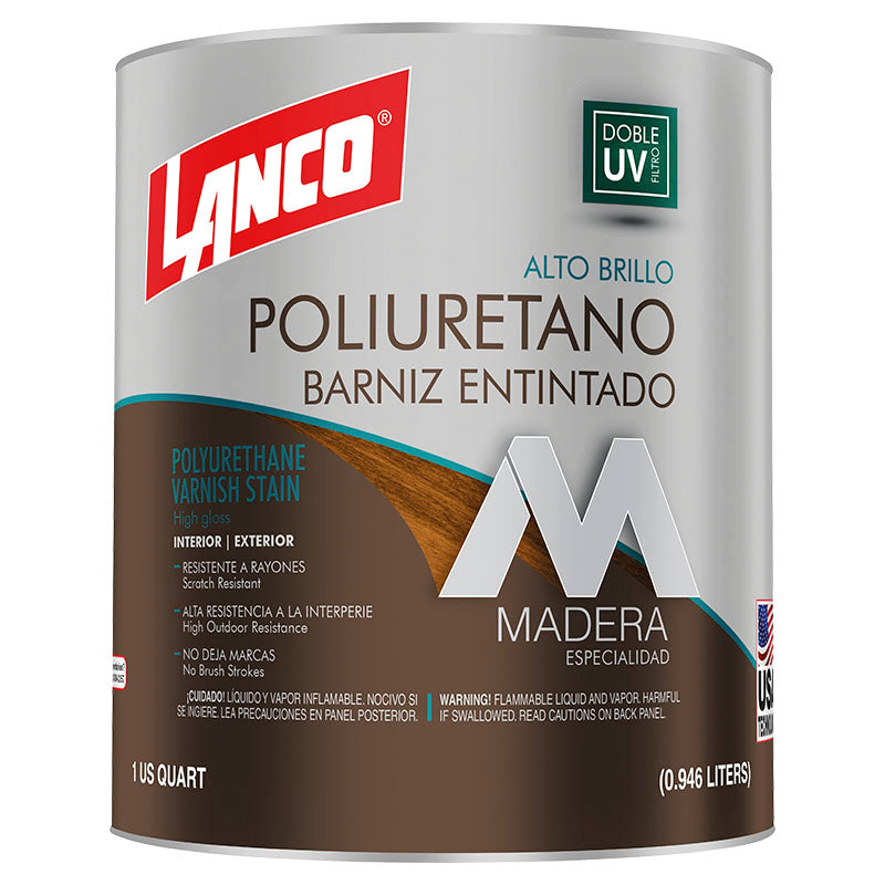 Barniz poliuretano roble brillante 1/4 gal Lanco