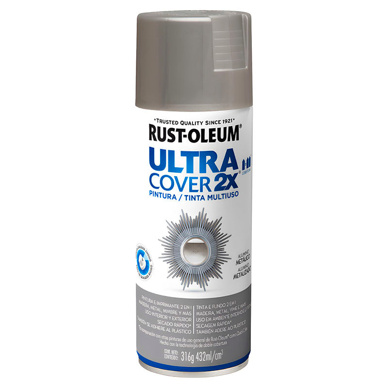 Spray ultra cover 2x aluminio brillante 340 g