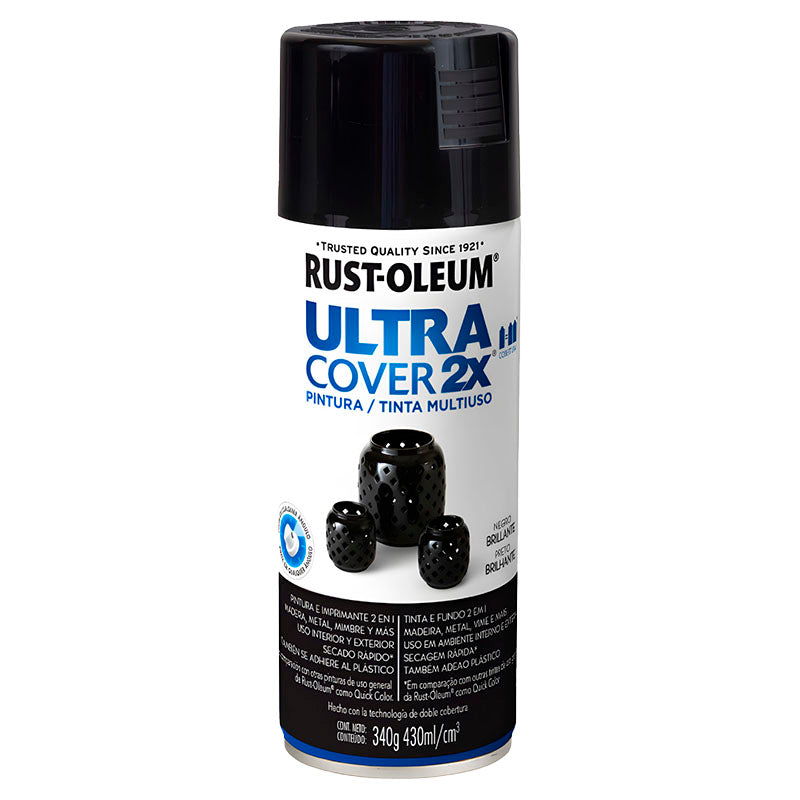 Ultra Cover 2X Gloss Black Spray Paint 340g