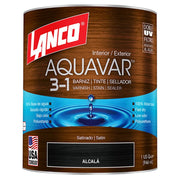 Barniz 3 en 1 base agua Aquavar alcalá satinado 1/4 gal Lanco