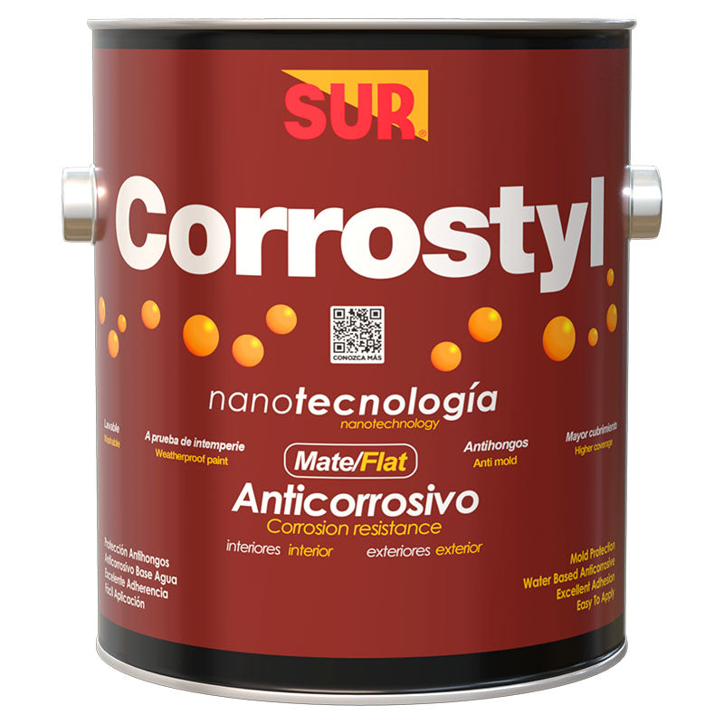 Corrostyl matte gray latex-based anti-corrosive paint, 1 gal, SUR