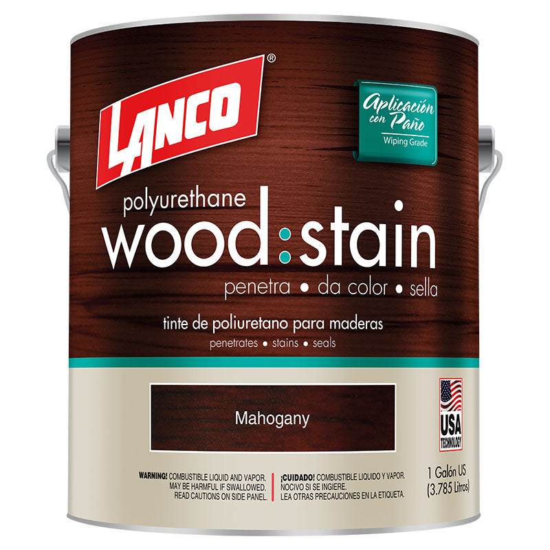 Tinte para madera poliuretano Wood Stain caobilla mate 1 gal Lanco