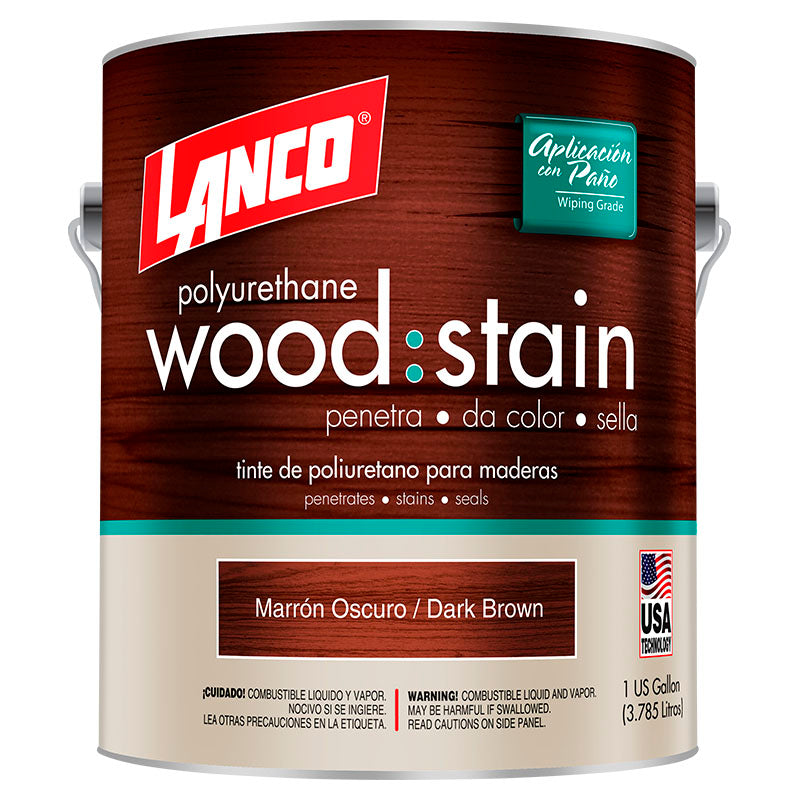 Tinte para madera poliuretano Wood Stain café oscuro mate 1 gal Lanco