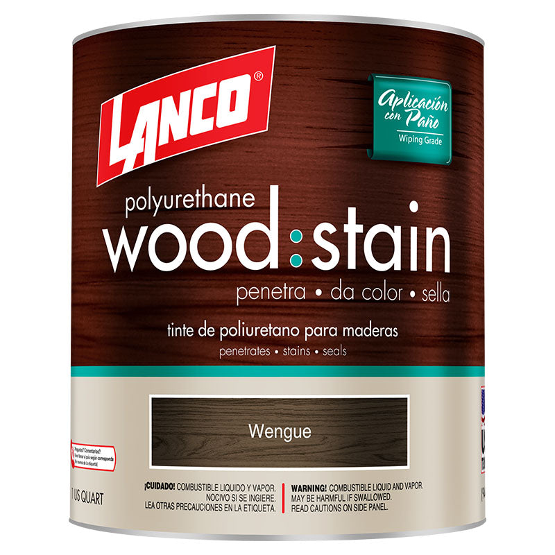 Tinte para madera poliuretano Wood Stain wengué mate 1/4 gal Lanco