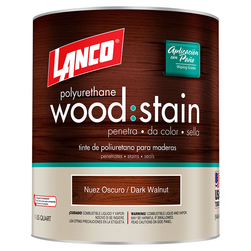 Tinte para madera poliuretano Wood Stain nogal oscuro mate 1/4 gal Lanco