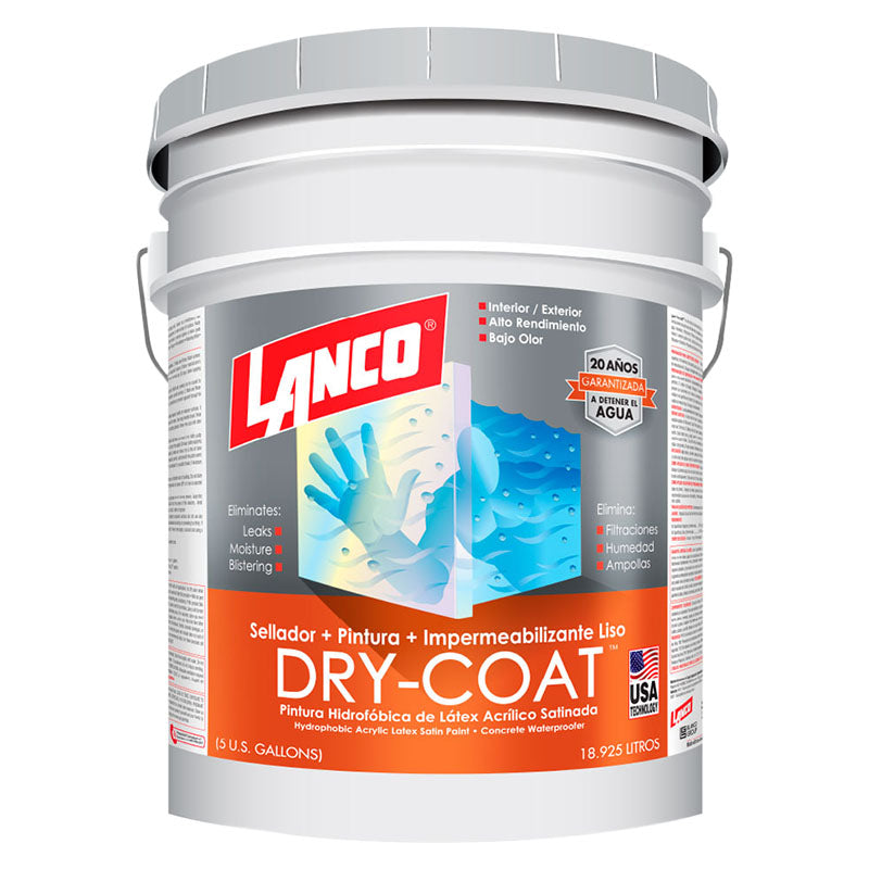 Pintura 3 en 1 Dry Coat satinado blanco pastel 5 gal Lanco