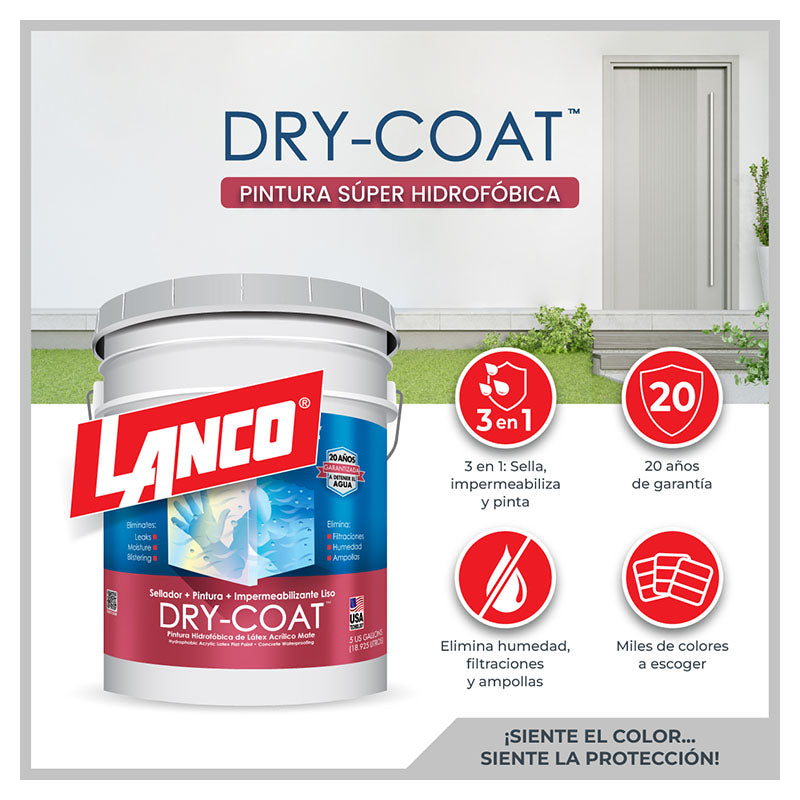 Pintura acrílica Dry Coat blanco pastel liso mate 1 gal Lanco