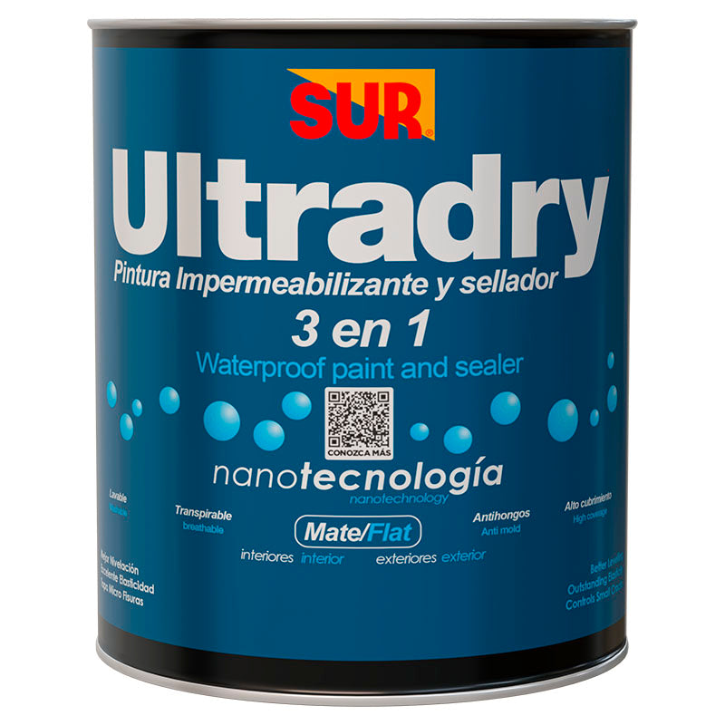Impermeabilizante base látex Ultra Dry blanco mate 1/4 gal SUR