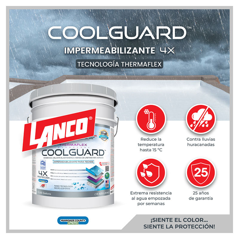 Impermeabilizante Coolguard para techo blanco 5 gal Lanco