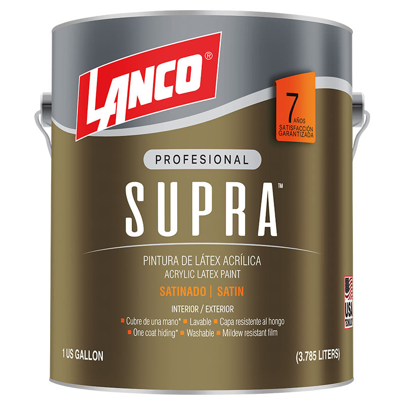 Pintura acrílica Supra blanco satinada 1 gal Lanco