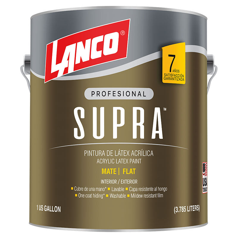 Pintura acrílica Supra blanco mate 1 gal Lanco