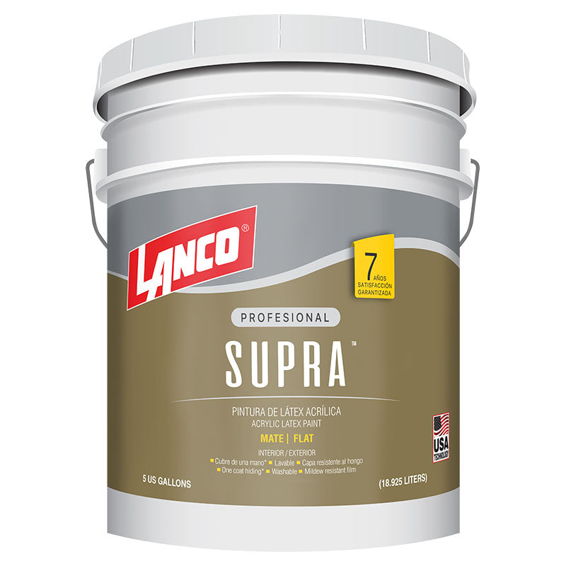 Pintura acrílica Supra blanco mate 5 gal Lanco