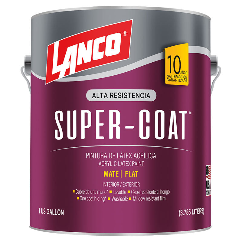 Pintura acrílica Super Coat blanco mate 1 gal Lanco
