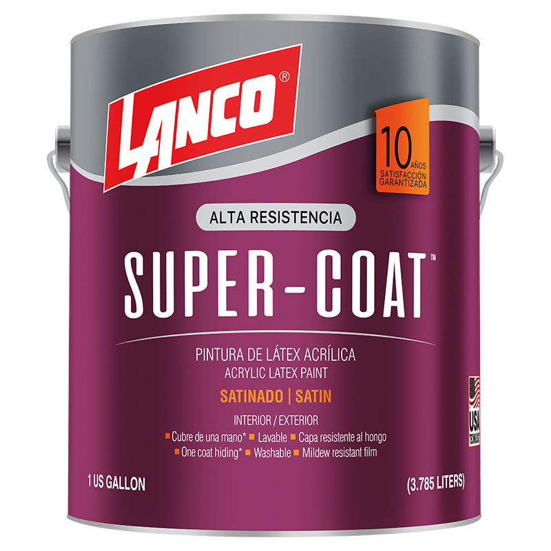 Pintura acrílica Super Coat satinado blanco 1 gal Lanco