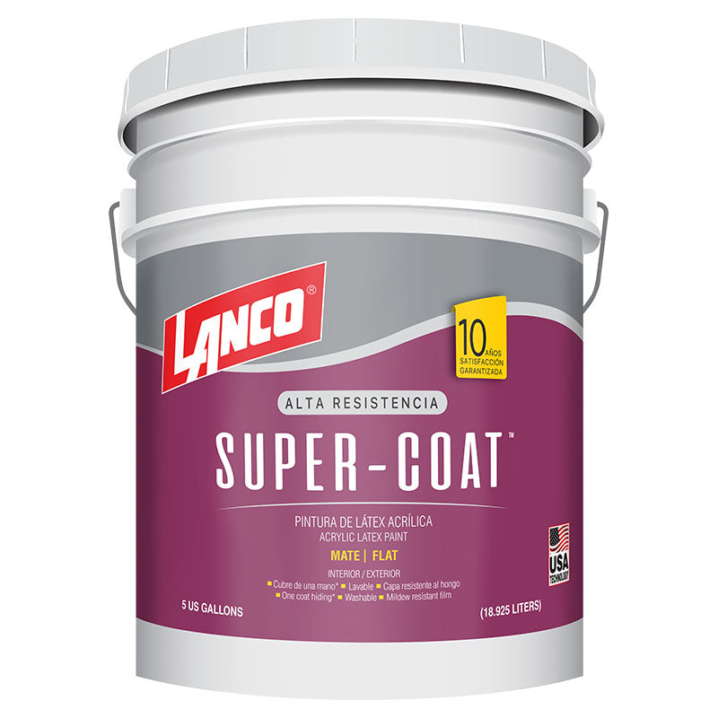 Pintura acrílica Super Coat blanco mate 5 gal Lanco